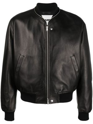 Jil Sander veste bomber en cuir à fermeture zippée - Noir
