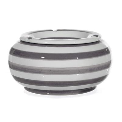 Grote stormasbak - grijs/wit gestreept - 23 cm - dolomiet - Rookwaren toebehoren