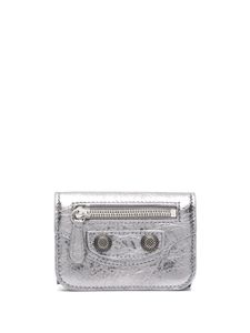 Balenciaga mini portefeuille métallisé Le Cagole - Argent