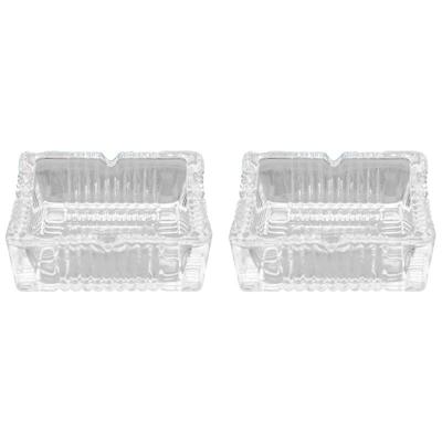 Asbak - 2x - vierkant - glas - 10 x 4 cm - binnen/buiten - asbakken