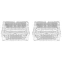 Asbak - 2x - vierkant - glas - 10 x 4 cm - binnen/buiten - asbakken