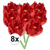 8x Rode tulp deluxe Kunstbloemen 25 cm