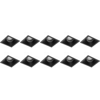 Vierkante Aluminium Inbouwspot Armatuur Zwart Kantelbaar 10-Pack GU10