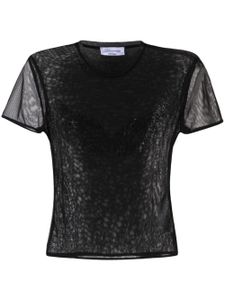 Blumarine t-shirt semi-transparent à ornements de perles - Noir