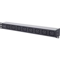 Intellinet 163613 19 inch Stekkerdoos voor patchkast 1 HE Apparaatcontactdoos C19 16A Vast inbouw Geschikt voor kastdiepte: vanaf 300 mm Zwart, Zilver