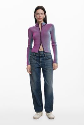 Vest met verticale strepen en rits - RED - S