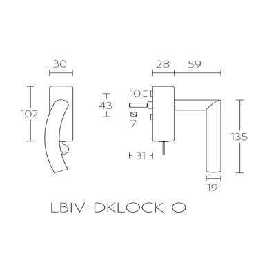 Formani LB4-DKLOCK-O draaikiepgarnituur afsluitbaar mat roestvast staal rechtsdraaiend