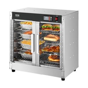 VEVOR Hot Box Voedselverwarmer Snackwarmhoudkast met 4 niveaus en waterbak