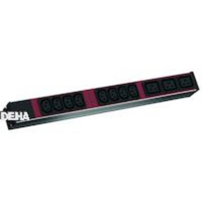 Bachmann 800.2332 19 inch Stekkerdoos voor patchkast 1 HE Apparaatcontactdoos C19 16A Zwart, Rood