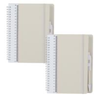 Notitieboekje / opschrijfboekje A5 - 2x - wit - Harde kaft - 18 x 21 cm - 70 pagina's - met liniaal