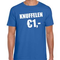 Fun t-shirt knuffelen 1 euro blauw voor heren - thumbnail