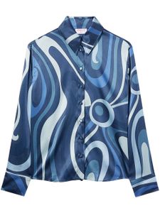 PUCCI chemise en soie à mélange d'imprimés - Bleu