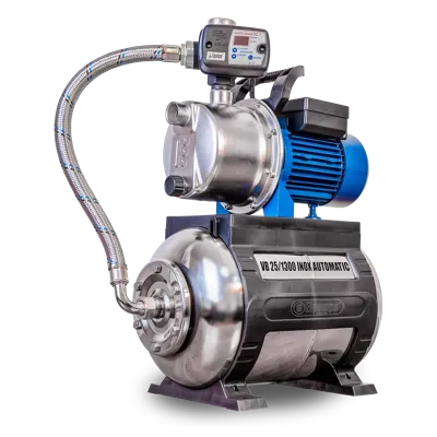 VB 25/1300 INOX Automatic Hydrofoorpomp, met INOX waaier, pompbehuizing en drukvat, 1300 W, 5,400 l/h, 4,8 bar, 25 L