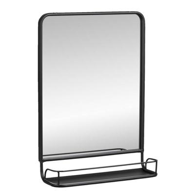 Leen Bakker - Spiegel Met Plateau Roel - Metaal - 58x41x13 Cm - Metaal/Glas - Zwart