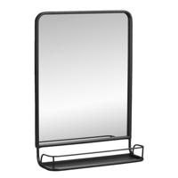 Leen Bakker - Spiegel Met Plateau Roel - Metaal - 58x41x13 Cm - Metaal/Glas - Zwart