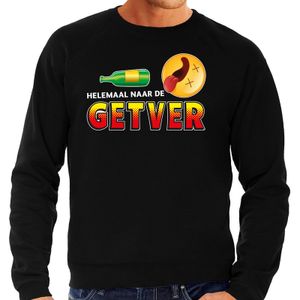 Funny emoticon sweater Helemaal naar de getver zwart heren