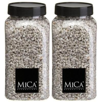 Mica Decorations decoratie stenen/granulaat - 2x - 650ml - lichtgrijs - hobby steentjes