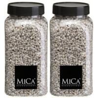 Mica Decorations decoratie stenen/granulaat - 2x - 650ml - lichtgrijs - hobby steentjes