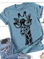 Giraffe Casual Short Sleeve T-T-shirt