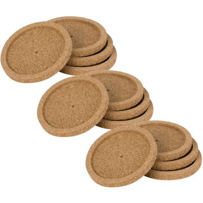 Cosy & Trendy Glazenonderzetters - 12x stuks - bruin - kurk - 10 cm