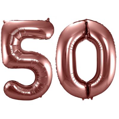 Folat Verjaardag Leeftijd folieballonnen - 50 jaar - rose goud - 86 cm - cijferballon groot