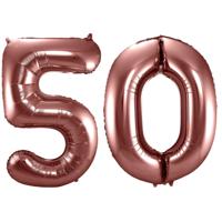 Folat Verjaardag Leeftijd folieballonnen - 50 jaar - rose goud - 86 cm - cijferballon groot