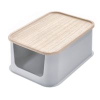 iDesign - Opbergbox met Opening en Deksel, 21.3 x 30.2 x 12.7 cm, Kunststof, Grijs - iDesign Eco Storage - thumbnail