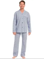 Heren Pyjama katoen met knoopsluiting - Doorknoop heren nachtkleding 100% katoen