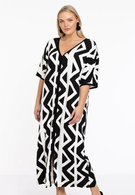Yoek Jurk wijd met split | Zwart | Maat 58/60