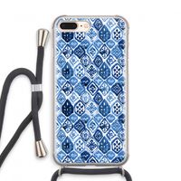 Blauw motief: iPhone 8 Plus Transparant Hoesje met koord