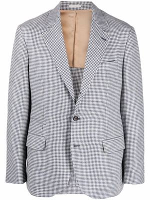 Brunello Cucinelli blazer boutonné à motif pied-de-poule - Bleu