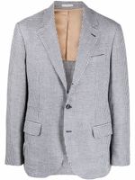 Brunello Cucinelli blazer boutonné à motif pied-de-poule - Bleu