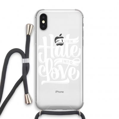 Turn hate into love: iPhone XS Transparant Hoesje met koord
