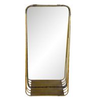HAES DECO - Rechthoekige Spiegel met schap - Koperkleurig - 24x11x49 cm - Metaal / Glas - Wandspiegel, Spiegel Rechthoek - thumbnail
