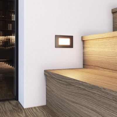 Dillon LED Inbouw wandlamp Zwart - 3 Watt 340 Lumen - 3000K warm wit - IP54 - Wand Inbouwspot rechthoek - Tuinverlichting - trapverlichting