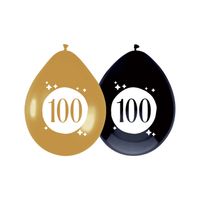 Ballonnen 100 jaar Festive Goud Zwart (6st) Ballonnen 100 jaar Festive Goud Zwart (6st)