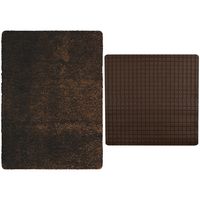 MSV Douche anti-slip mat en droogloop mat - Venice badkamer set - rubber/microvezel - bruin - thumbnail