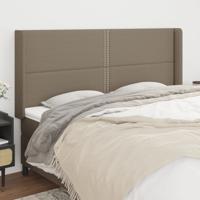 Hoofdbord met randen 183x16x118/128 cm stof taupe