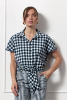 Studio Anneloes Lena Big Check Blouse 12777 Blouse 1169 Off White/dark Blue