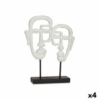 Decoratieve figuren Gezicht Wit 27 x 32,5 x 10,5 cm (4 Stuks)