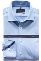 OLYMP SIGNATURE Soft Business Tailored Fit Jersey shirt blauw, Effen - thumbnail