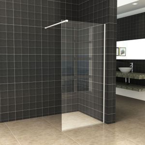 BWS Inloopdouche Pro Line Helder Glas 80x200 Mat Wit Profiel en Stabilisatiestang