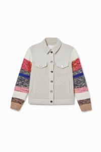 Truckerjack met twee materialen - WHITE - L