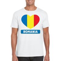 Roemenie hart vlag t-shirt wit heren 2XL  -