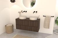 Donker Eiken Badkamermeubel Nila 120 cm - Ribbels met 4 Softclose Lades