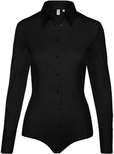 Seidensticker Dames Overhemd Zwart Bodysuit Poplin Stretch