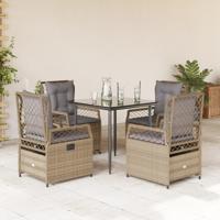 5-delige Tuinset met kussens poly rattan beige