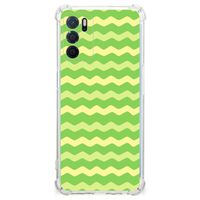 OPPO A16 | A16s | A54s Doorzichtige Silicone Hoesje Waves Green - thumbnail