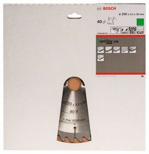 Bosch Accessoires Cirkelzaagblad Optiline Wood 250 x 30 x 3,2 mm, 40 1st - 2608640670
