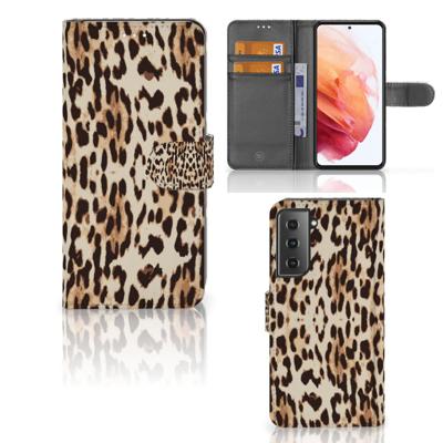 Samsung Galaxy S21 | Telefoonhoesje | Met pasjeshouder | Leopard